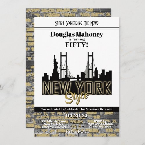 New York Theme Invitation, Birthday Invitation, Milestone Birthday - Size 5x7, Editable Template