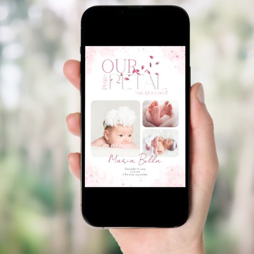 Our Petite Petal Baby Announcement Card Template
