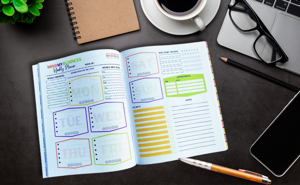 Black Women's Weekly Planner | Cultural Planner with Meal Planning & Mood Tracker