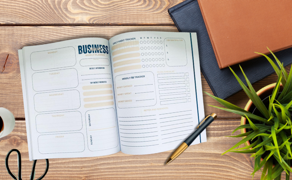 Navy Blue Men's Weekly Planner | Professional Planner with Habit Tracker