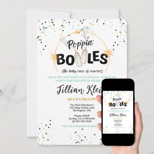 Poppin' Bottles Baby Shower Invitation