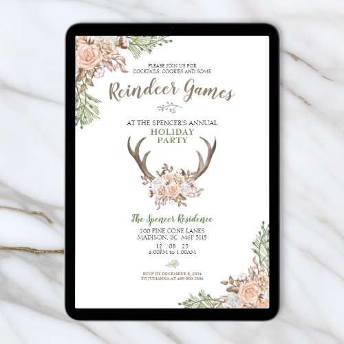 Reindeer Games Holiday Party Invitation Template