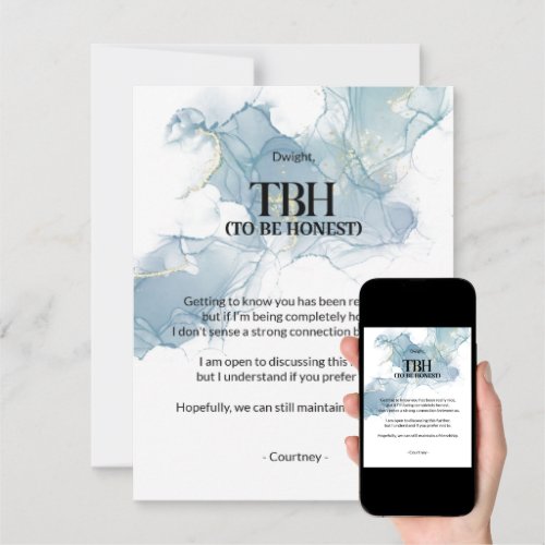 To Be Honest (TBH) Blue Breakup Card