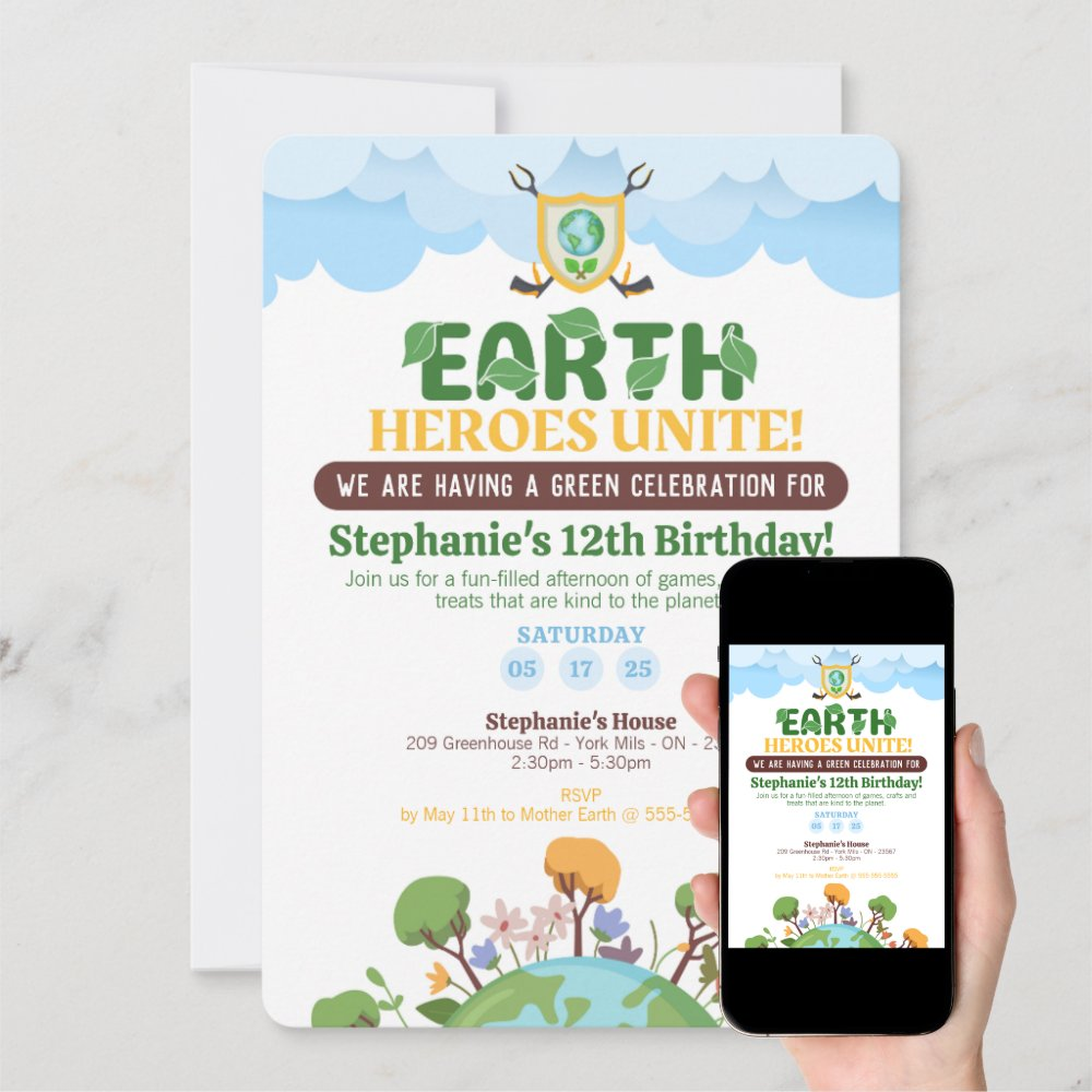 Earth Heroes Unite Birthday Invitation