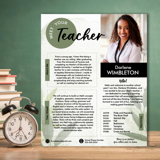 Botanical Meet The Teacher Template, Back To School Editable Template