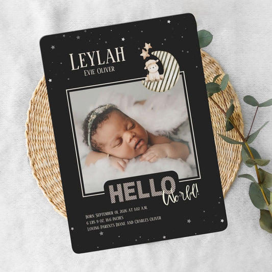 Hello World Baby Announcement Card