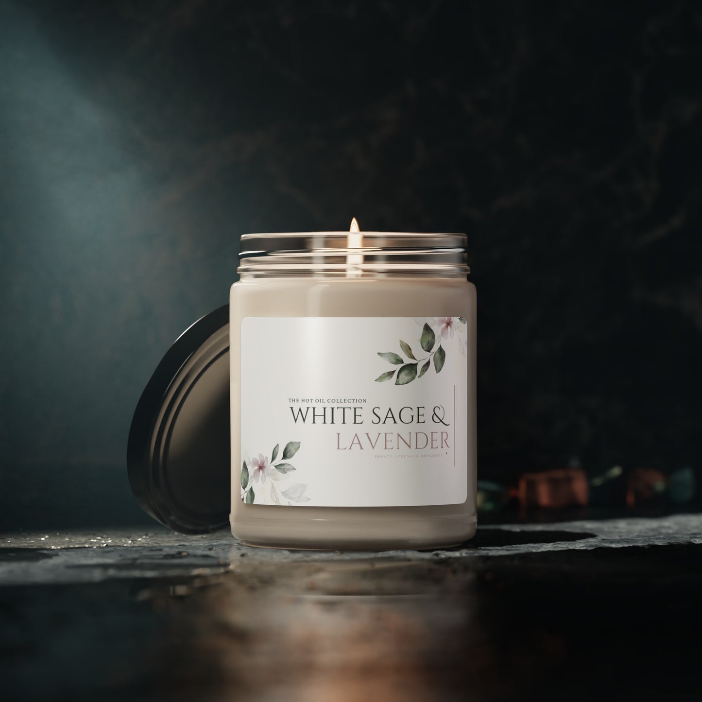 The Hot Oil Collection - White Sage & Lavender Scented Soy Candle, 9oz