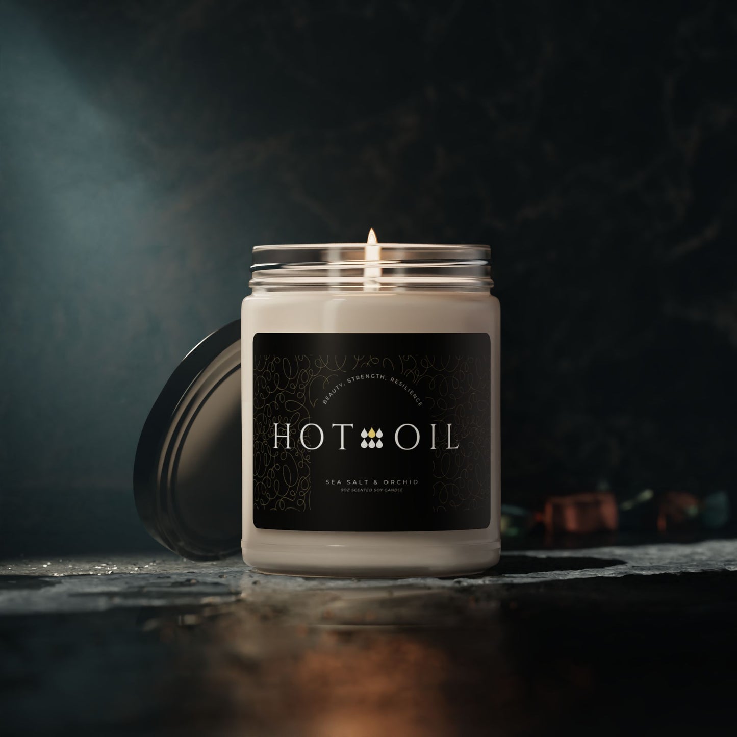 The Hot Oil Collection - Sea Salt & Orchid Scented Soy Candle, 9oz