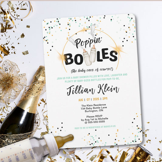 Poppin' Bottles Baby Shower Invitation