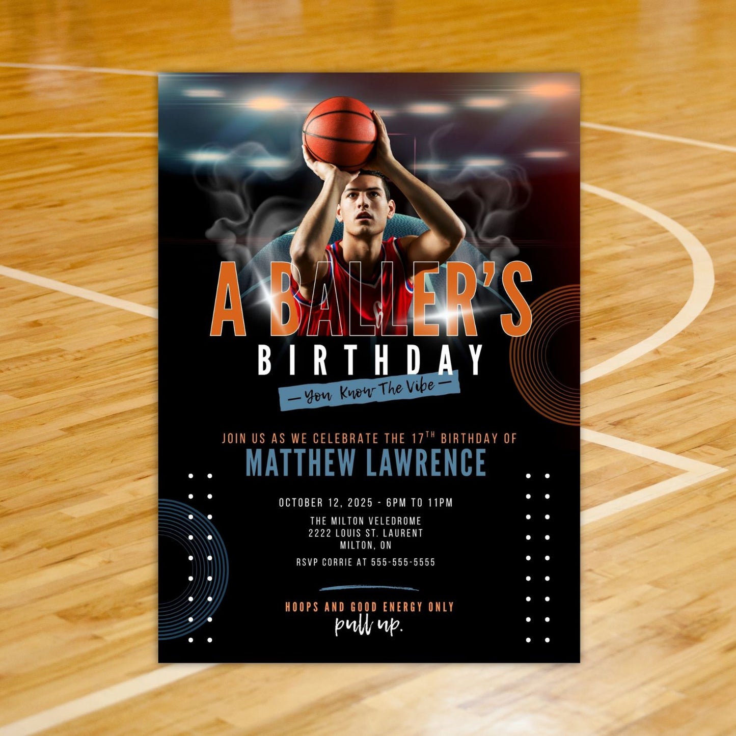 A Baller's Birthday - Custom Photo Invitation - Digital File Only