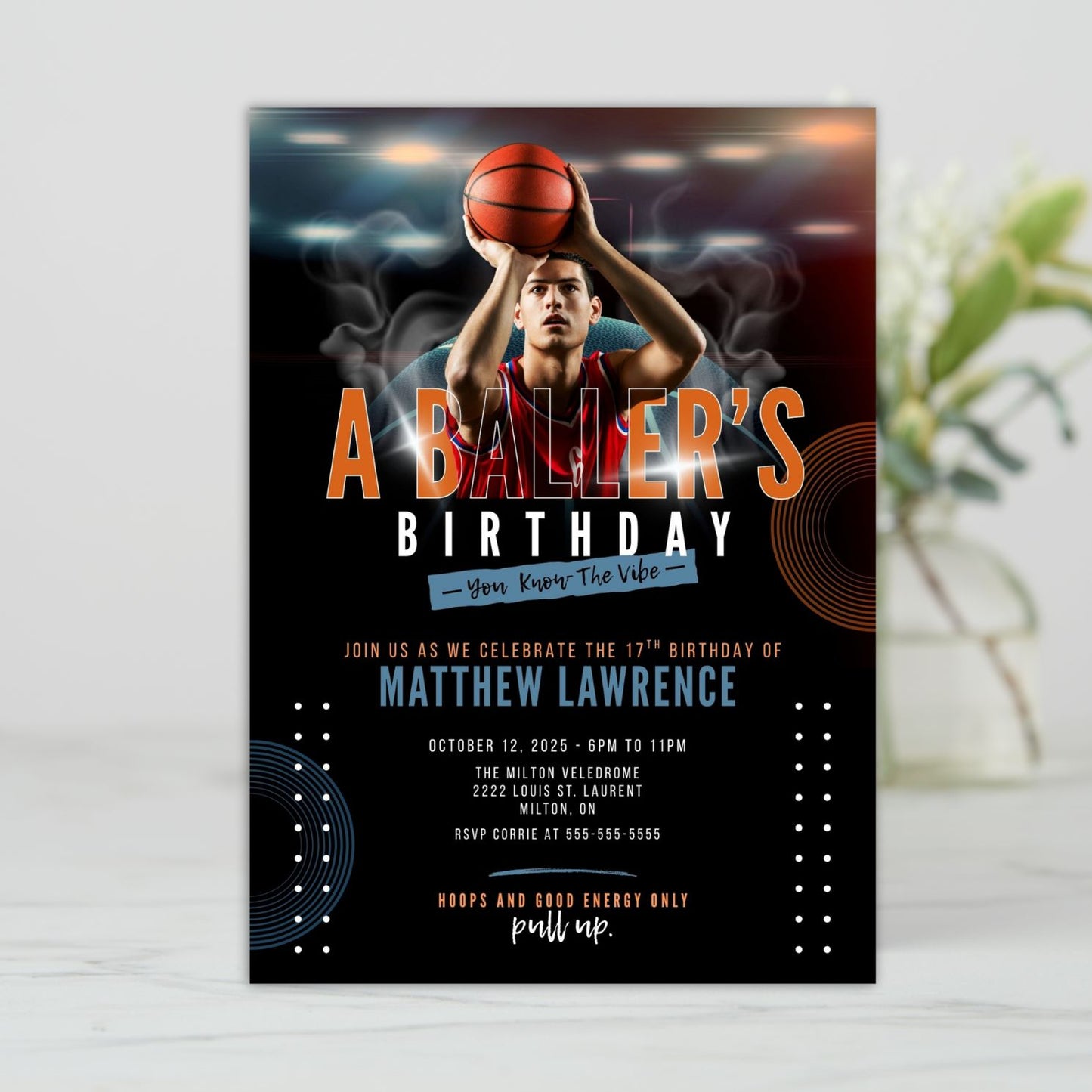 A Baller's Birthday - Custom Photo Invitation - Digital File Only