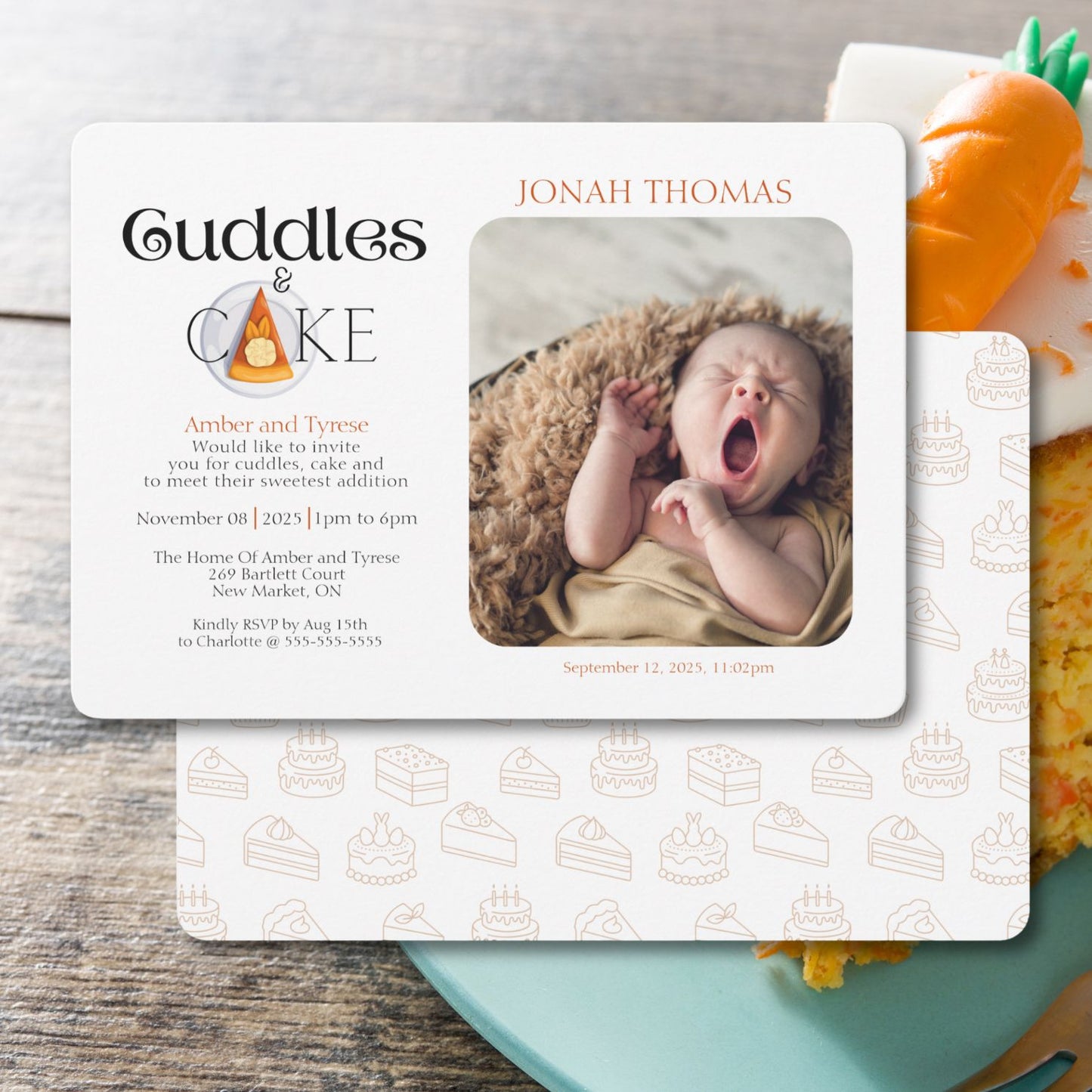 Meet The Baby: Sweet Cuddles & Cake Invitation