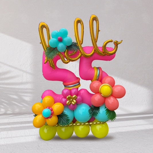 Tropical Hello Birthday Balloon Bouquet