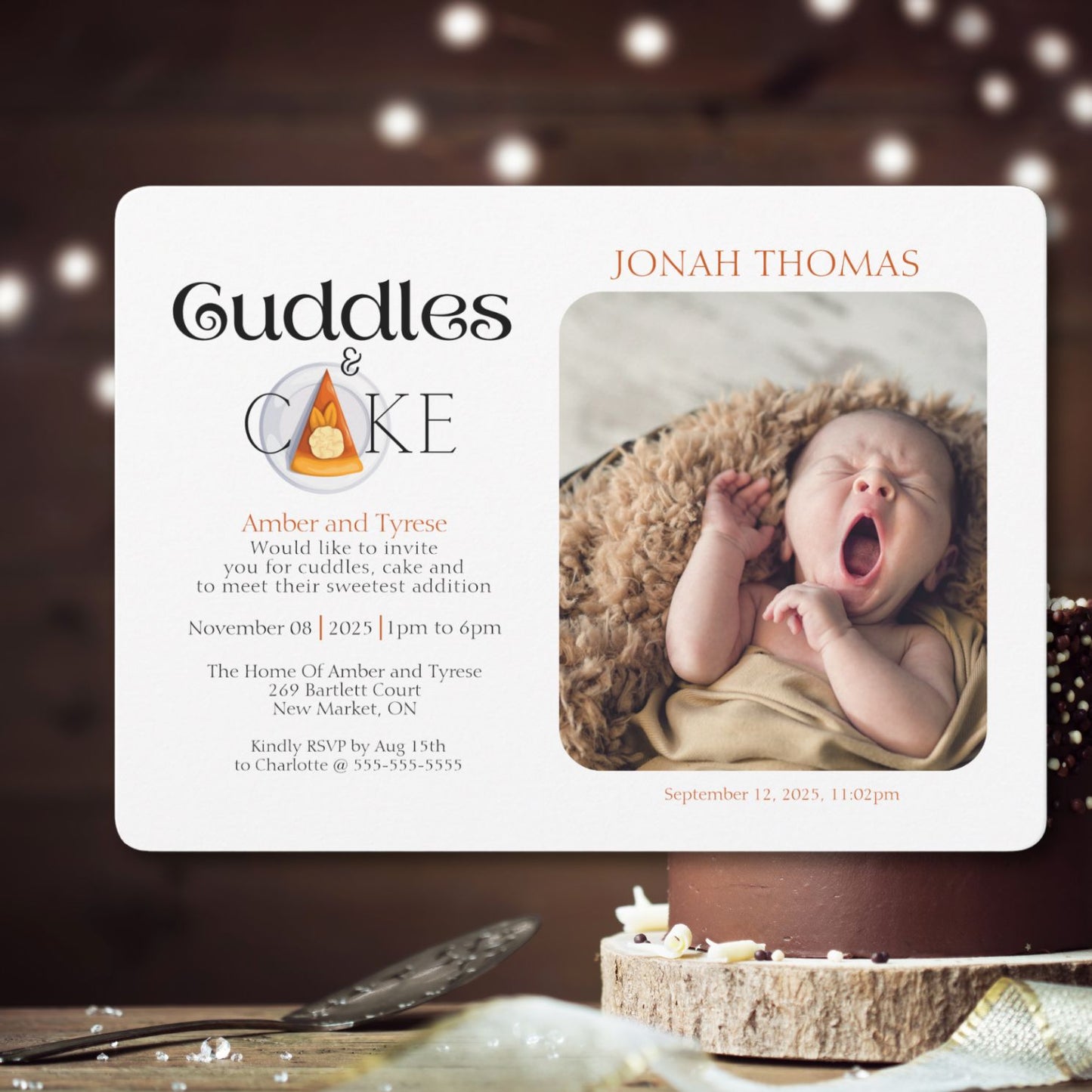 Meet The Baby: Sweet Cuddles & Cake Invitation