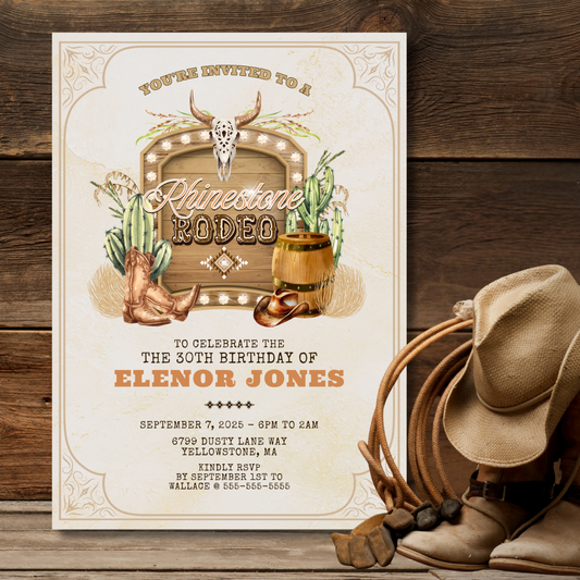 Rhinestone Rodeo Birthday Invitation