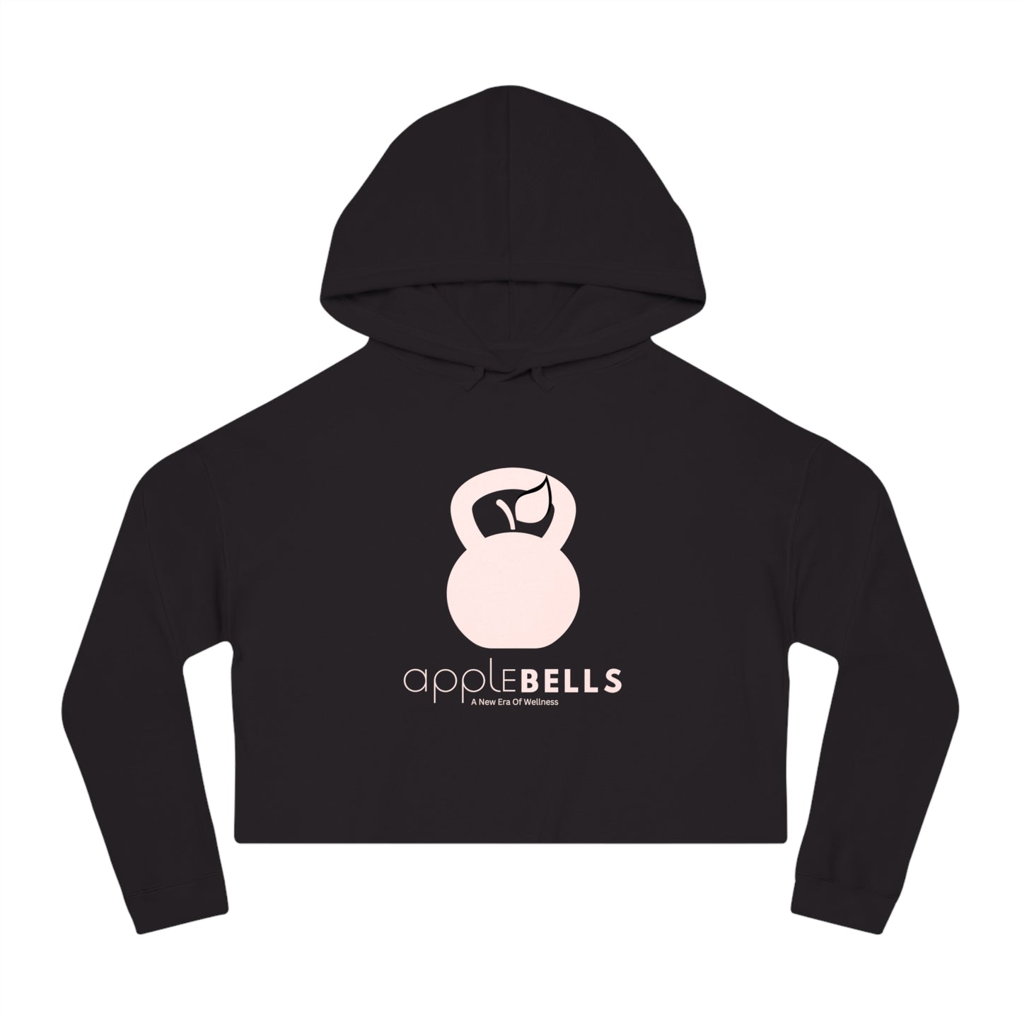 AppleBells Women’s Black and Rose Pink Cropped Hooded Sweatshirt