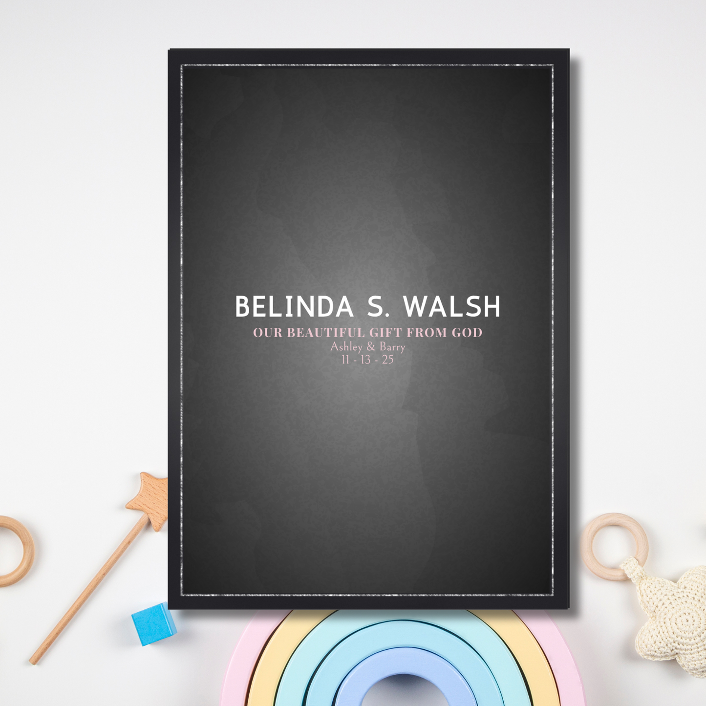 Baby Girl Chalkboard Dedication Invitation Template