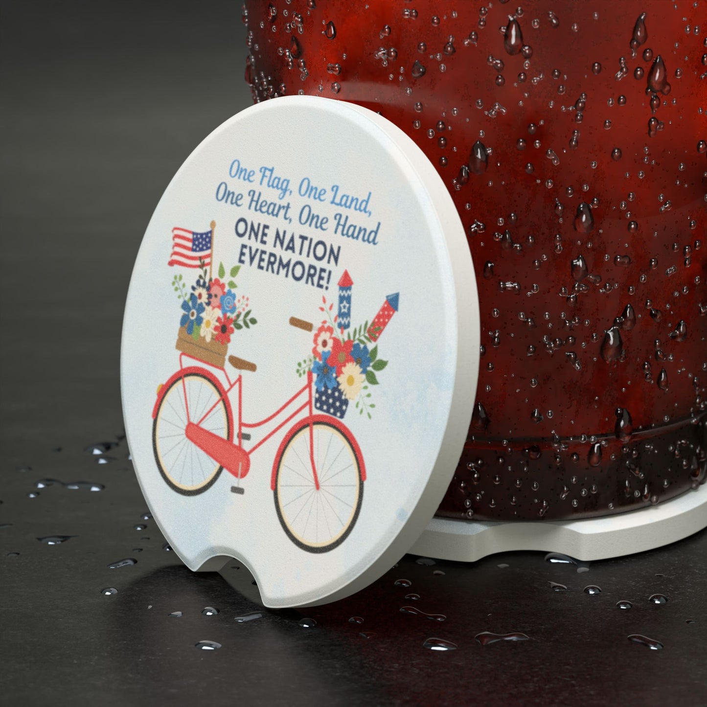 One Nation Evermore USA Patriotic Soapstone Car Coaster