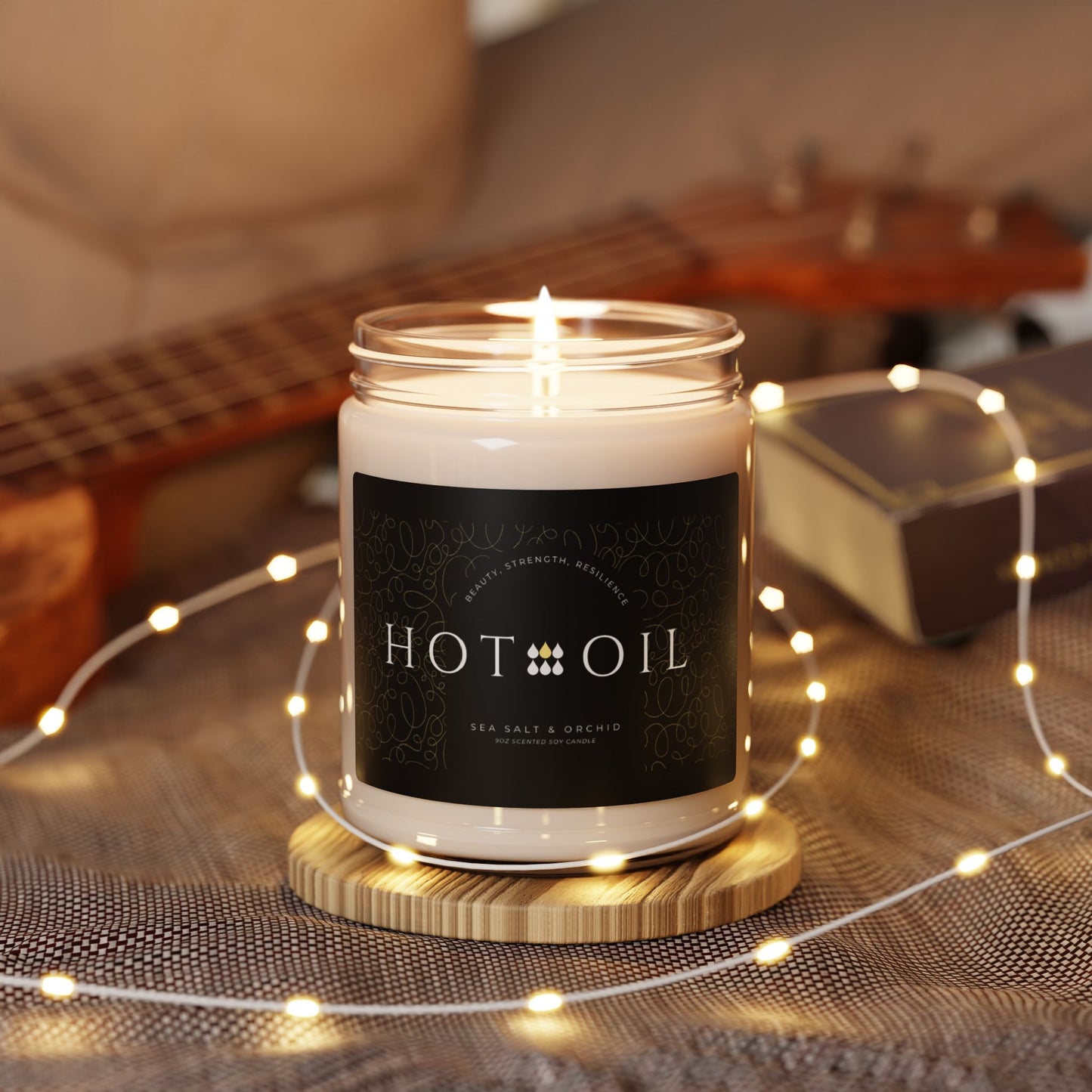 The Hot Oil Collection - Sea Salt & Orchid Scented Soy Candle, 9oz