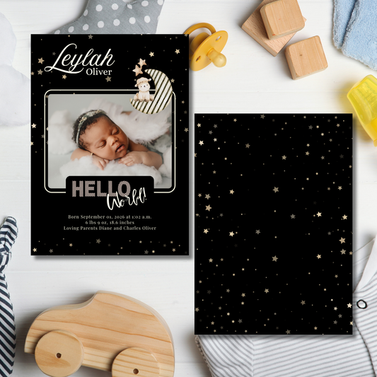 Hello World Baby Announcement Card