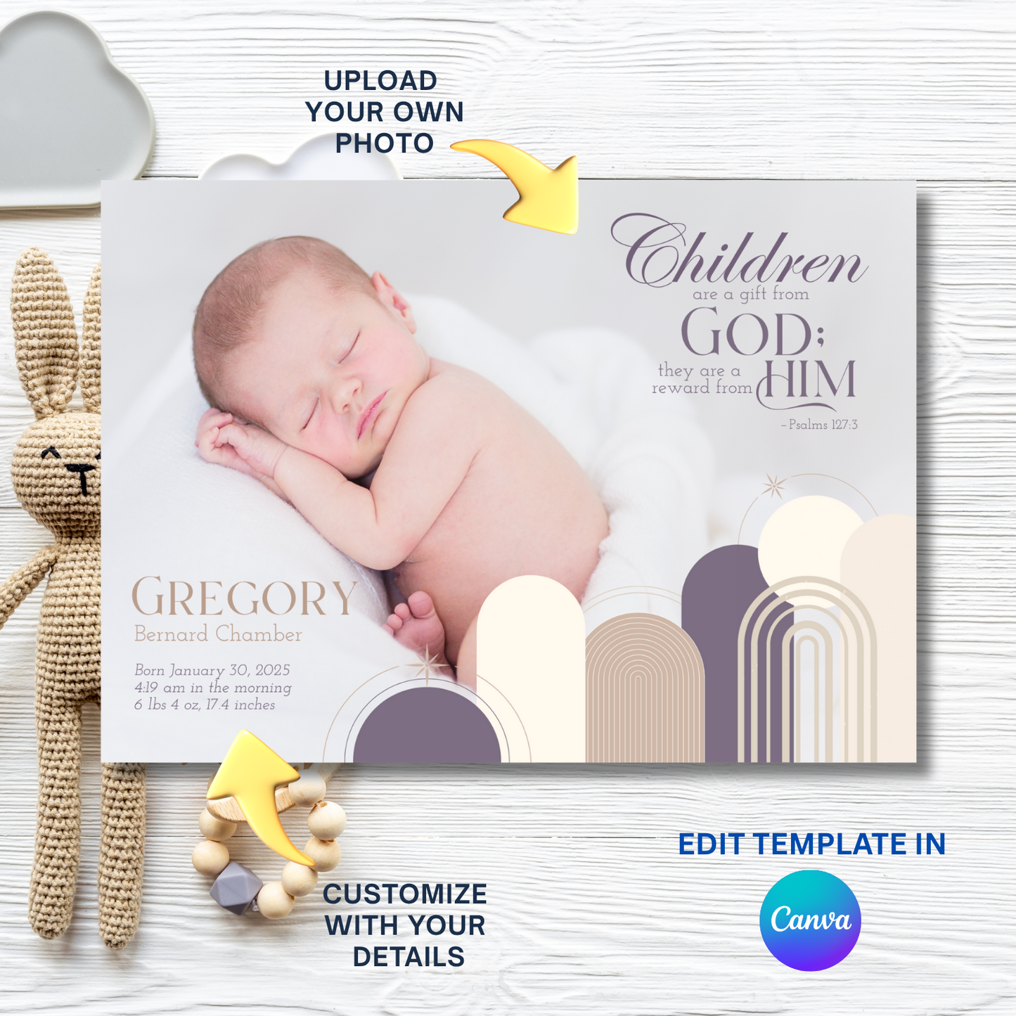 Children Are A Gift Religious Birth Announcement Card