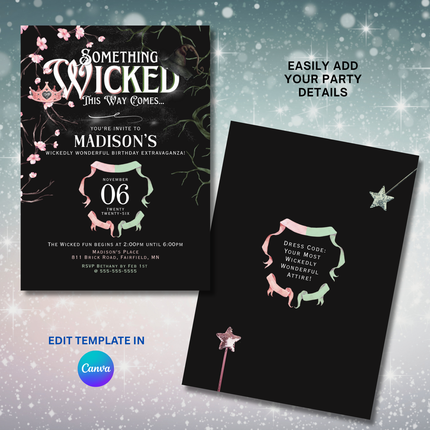 Wicked Theme Birthday Invitation