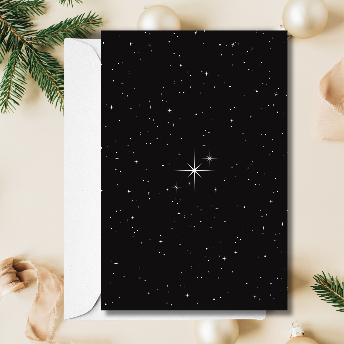 Modern Cityscape Religious Christmas Card Template