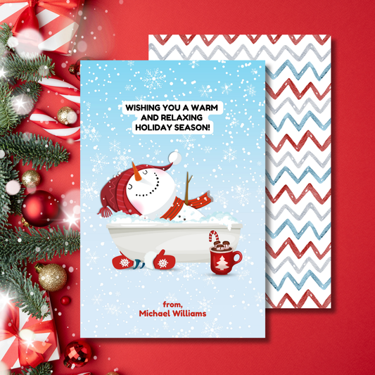 Soaking Snowman Christmas Card Template