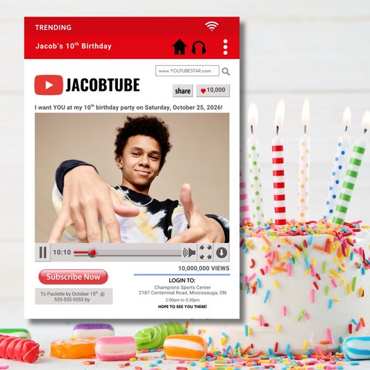 Kid's Birthday Tube Party Invitation