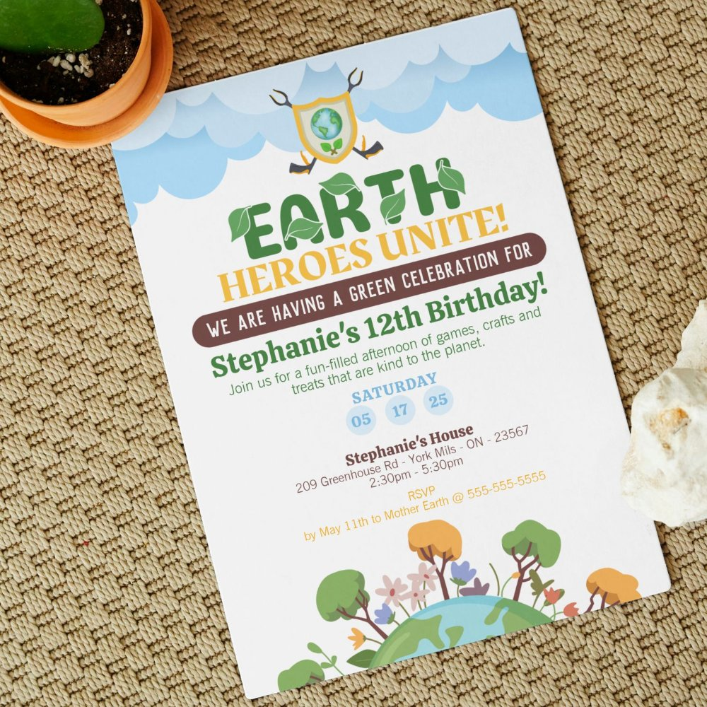 Earth Heroes Unite Birthday Invitation