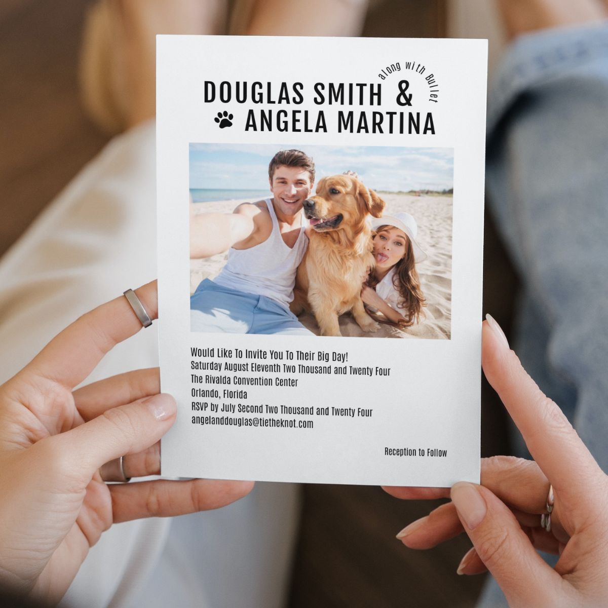 Pet Friendly Wedding Invitation, Wedding Announcement, Pet Friendly Invite