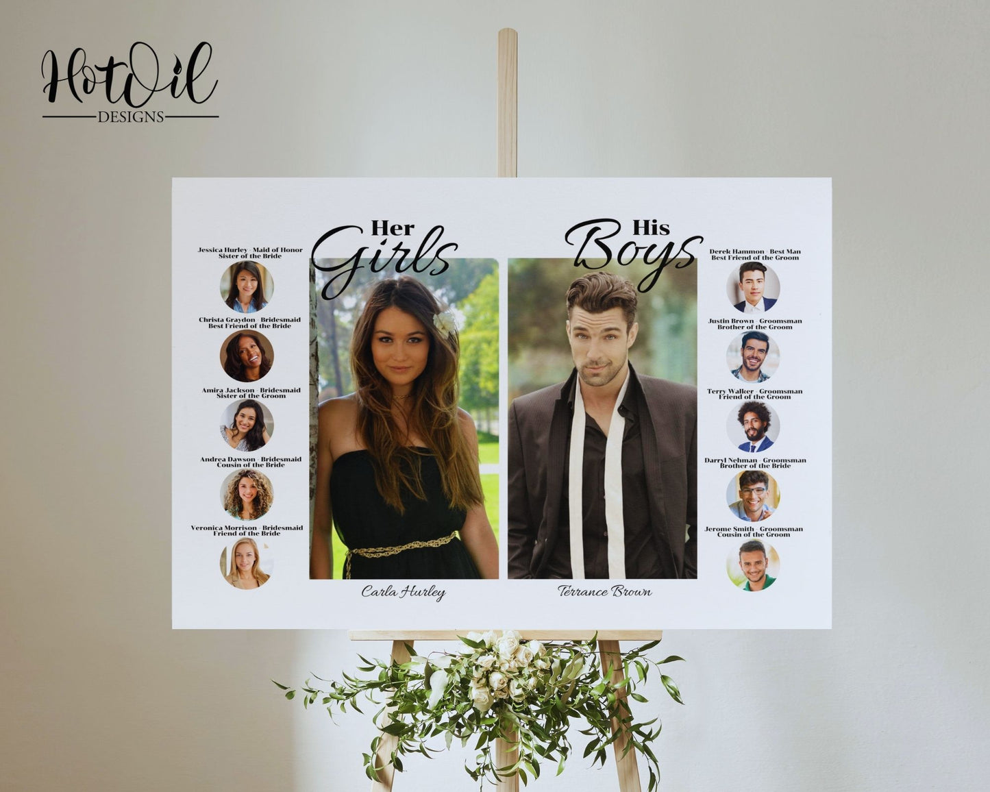 Editable Bridal Party Display Sign, Wedding Sign, Wedding Reception Sign - 3 Editable Templates Included