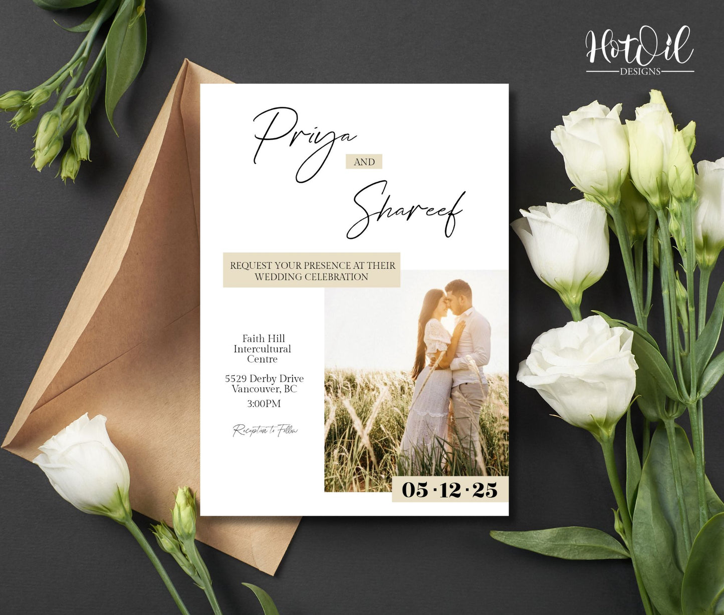 Modern Photo Wedding/Anniversary Set, Wedding Invitation Set - Editable Templates