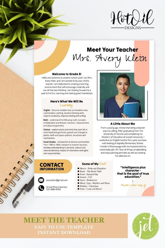 Contemporary Meet The Teacher Template, Meet The Professor Template, Back To School Editable Template