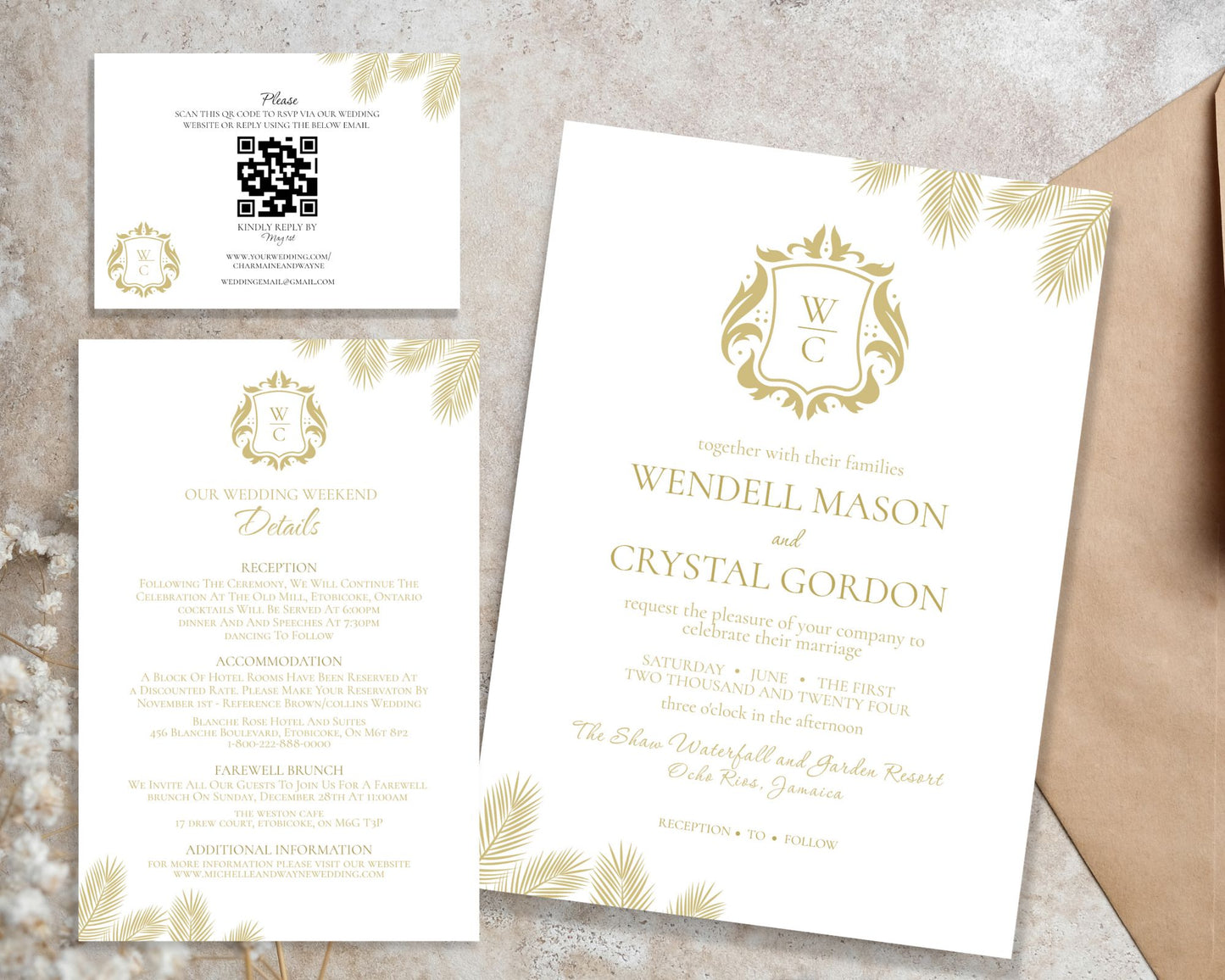 Elegant Monogram Wedding Invitation Set, Wedding Invitation, Anniversary Invitation Set - Editable Template