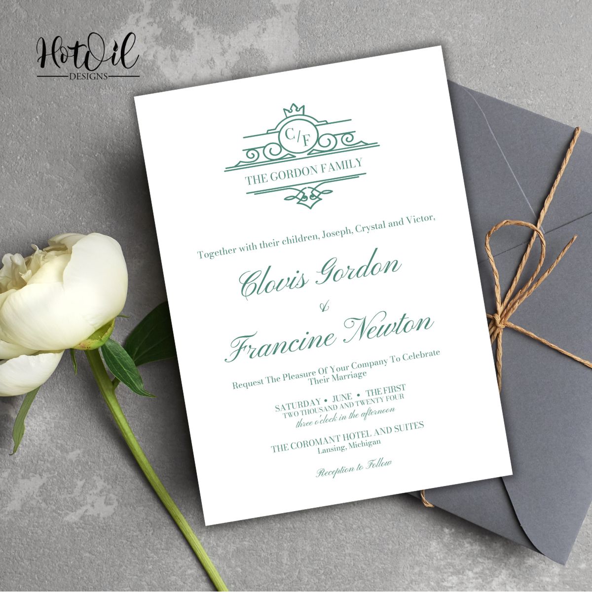 Family Crest Wedding Invitation Template, Family Wedding, Editable Template