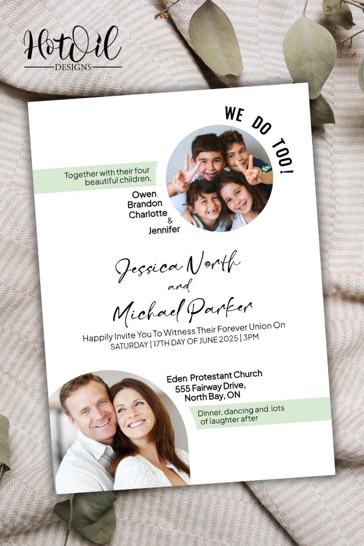 We Do Too Family Invitation, Wedding Invitation, Blended Family Invitation