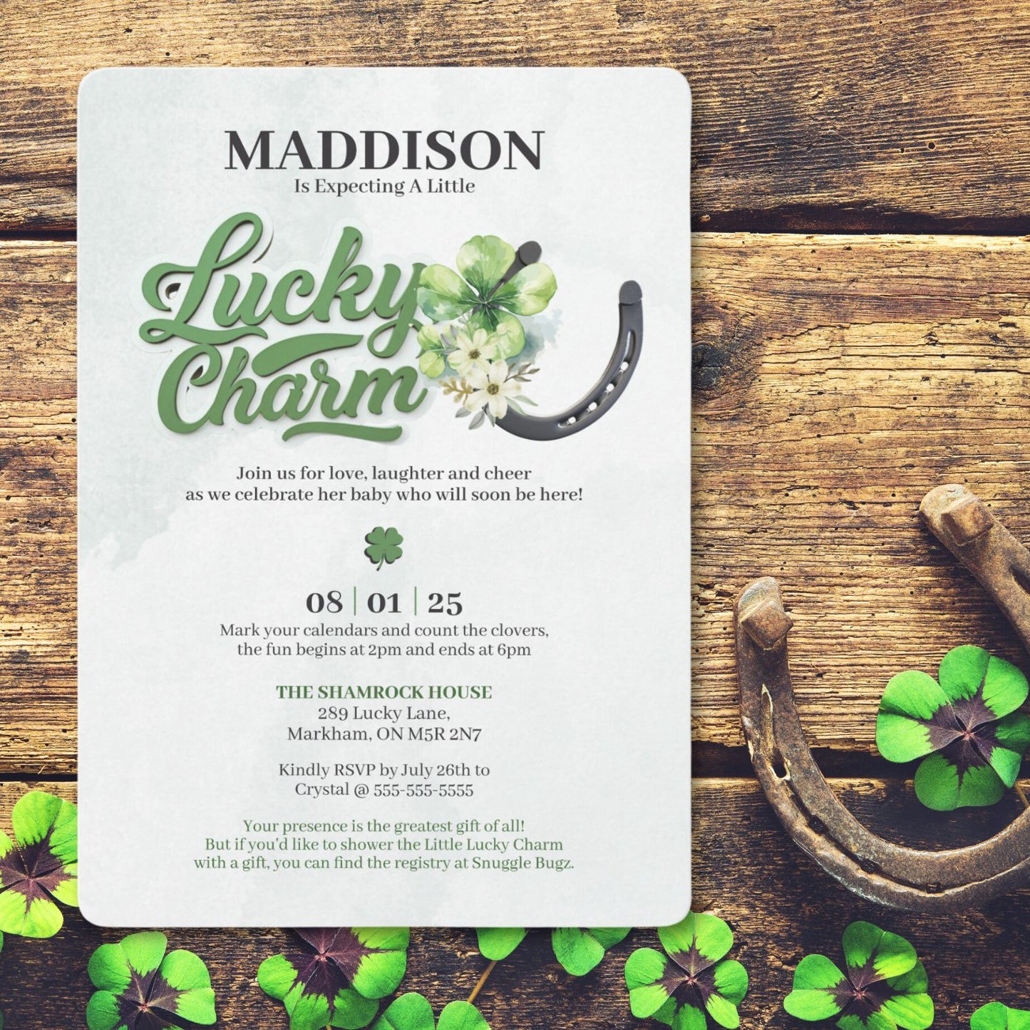 Lucky Charm Baby Shower Invitation