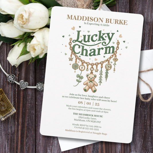 Lucky Charm Bracelet Baby Shower Invitation