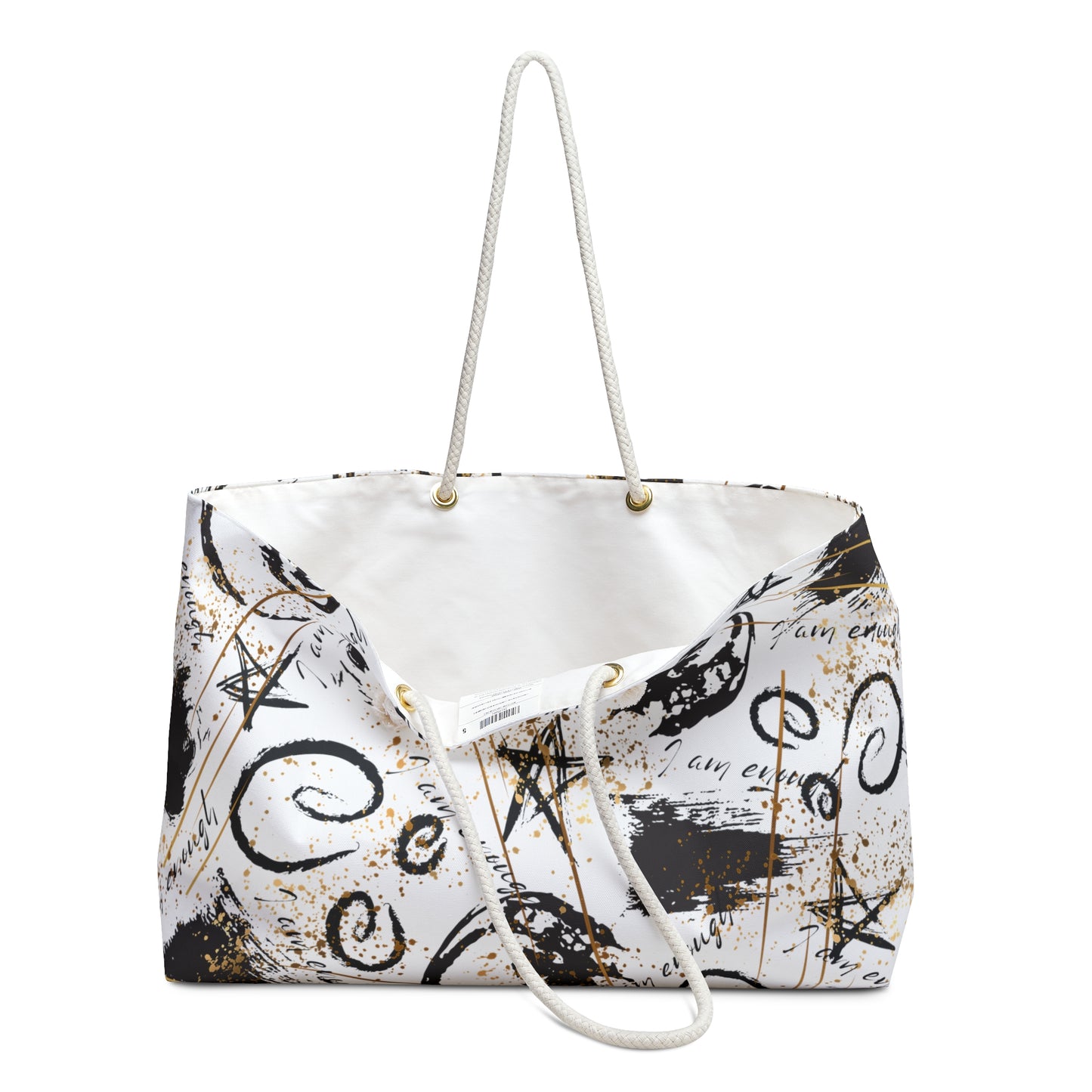 I Am Enough Black and Gold Abstraction Weekender Bag