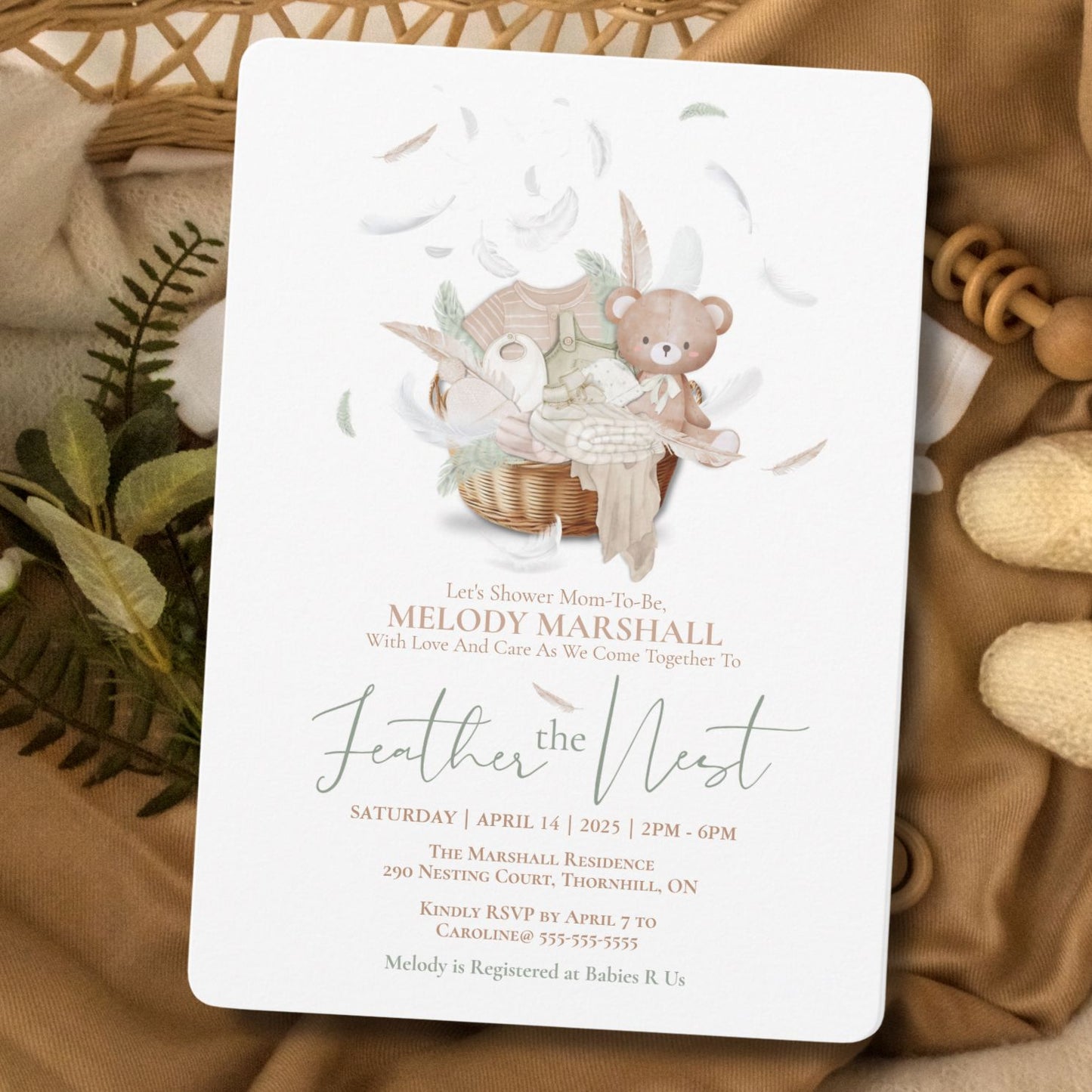 Feather The Nest Baby Shower Invitation