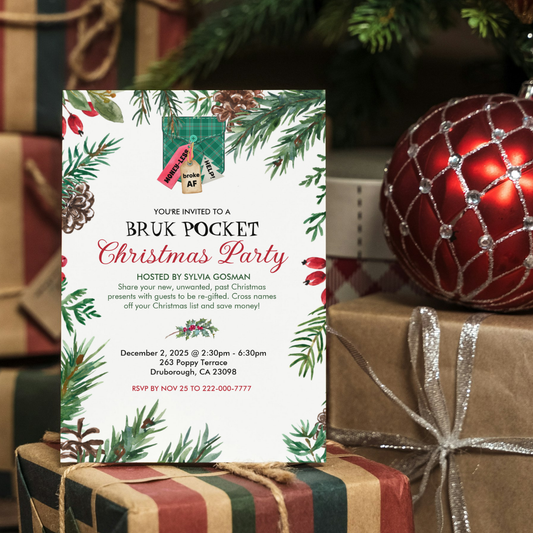 Bruk(Broke) Pocket Christmas Party Invitation