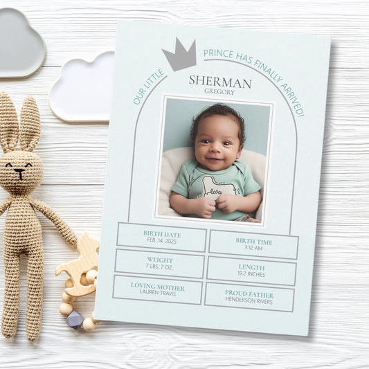 Little Prince Birth Announcement Card