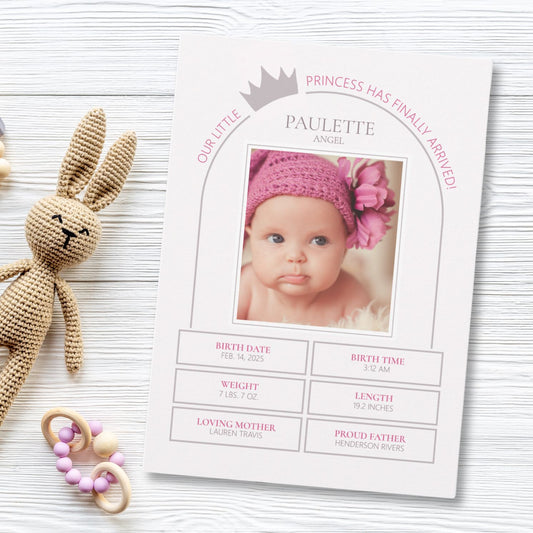 Little Princess Birth Announcement Card