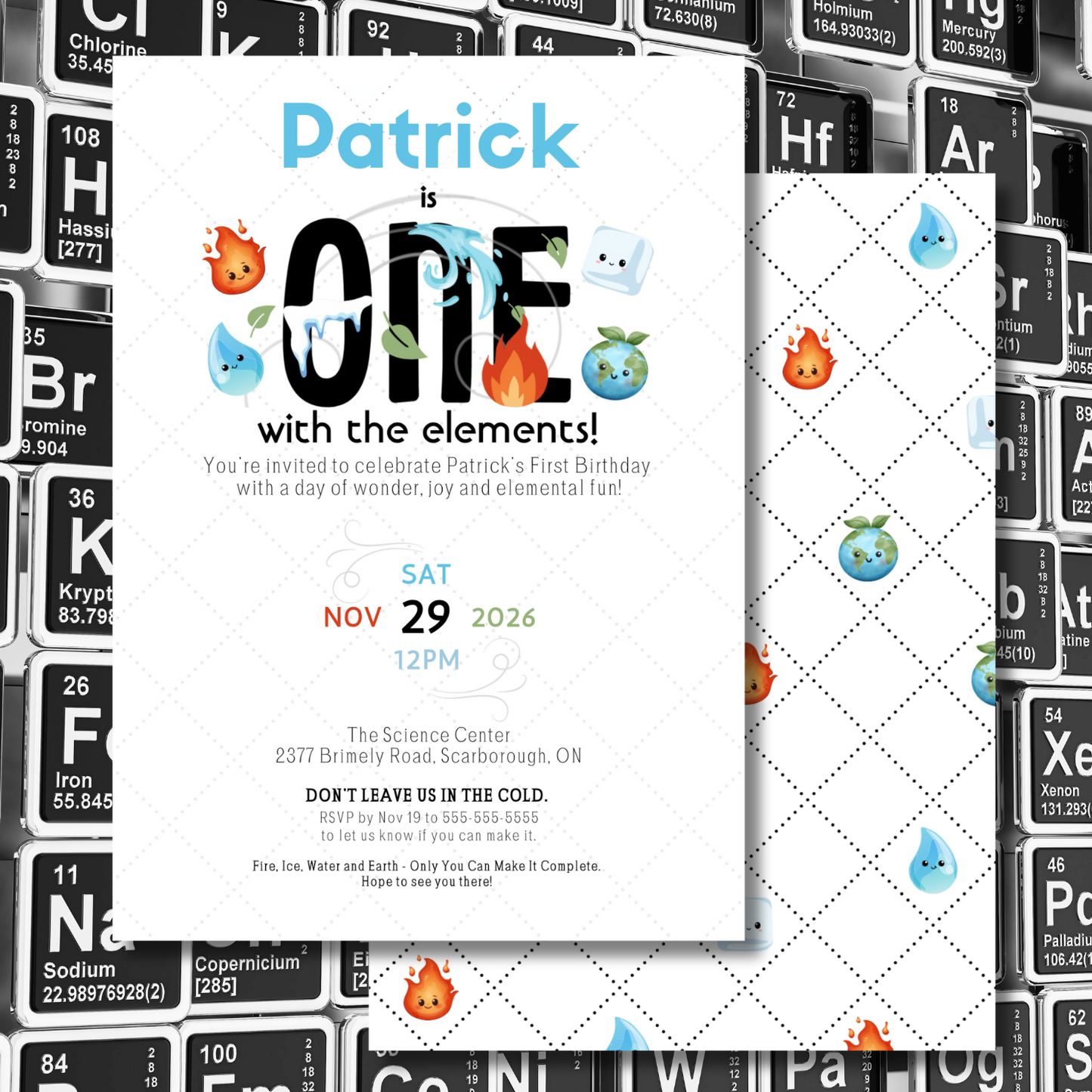 ONE With The Elements First Birthday Invitation