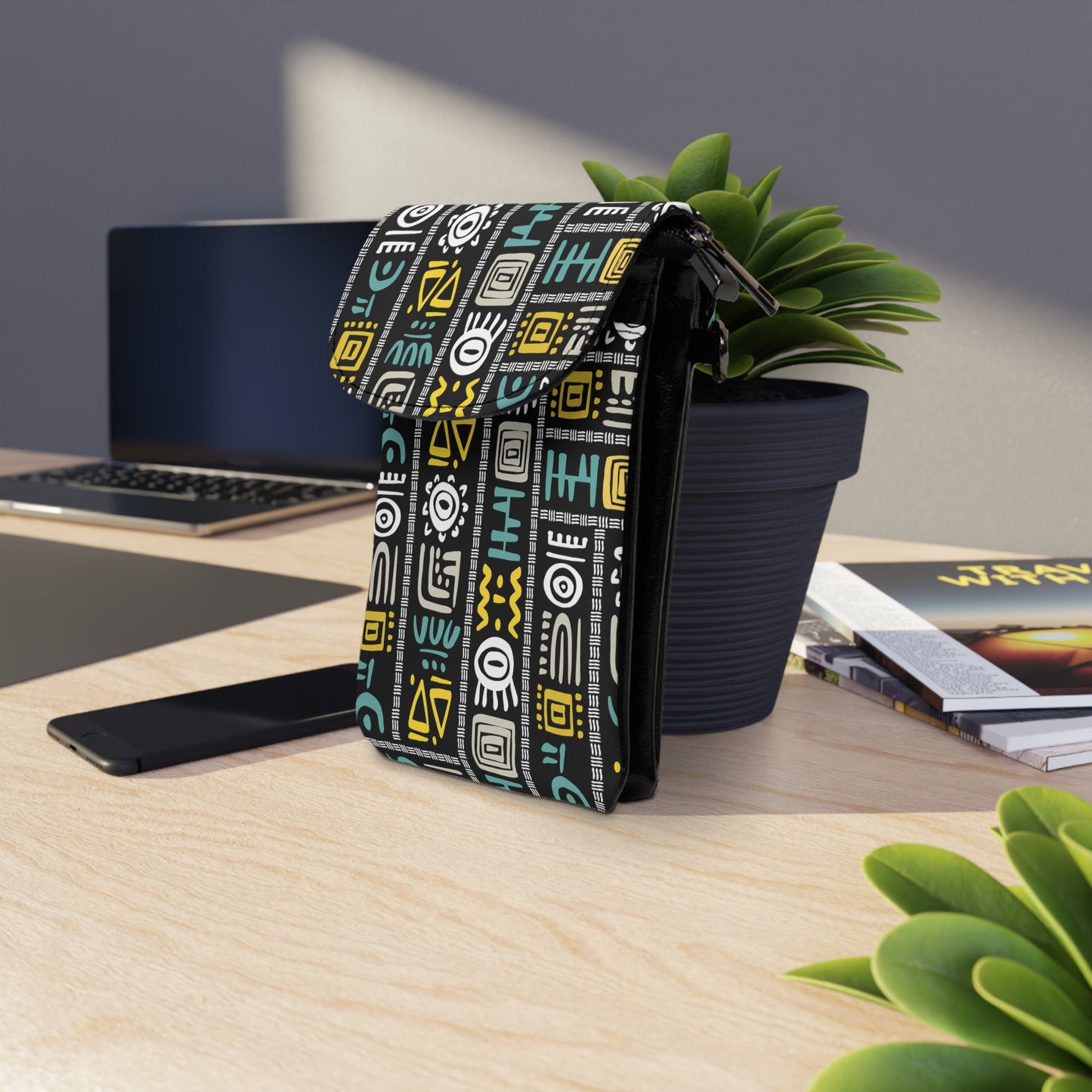 African Tribal Print Small Cell Phone Wallet