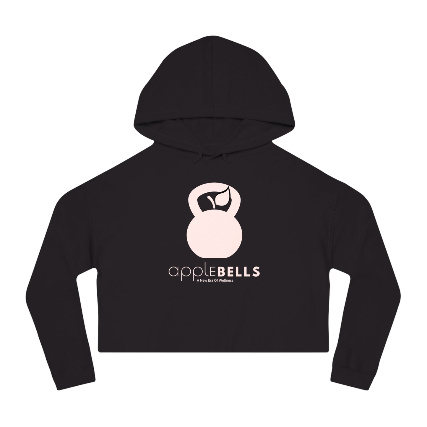 Apple Bells Women’s Black and Rose Pink Cropped Hooded Sweatshirt