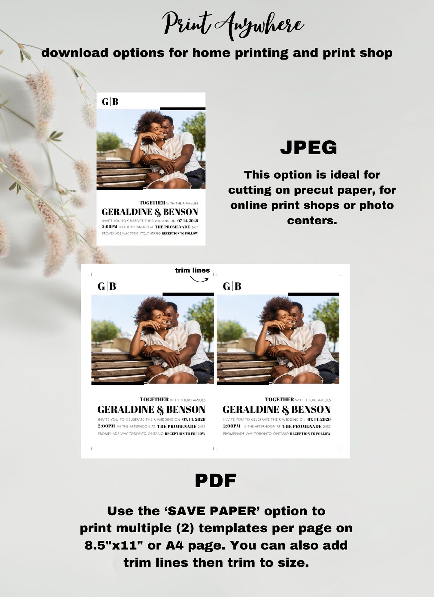 Simplistic, Modern Wedding Set, Wedding Invitation - Editable Template