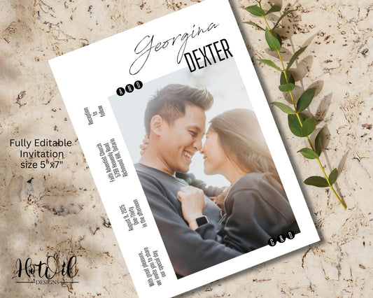 Contemporary Wedding Invitation Set, Modern Wedding Set, Photo Wedding Suite - 5 Editable Templates