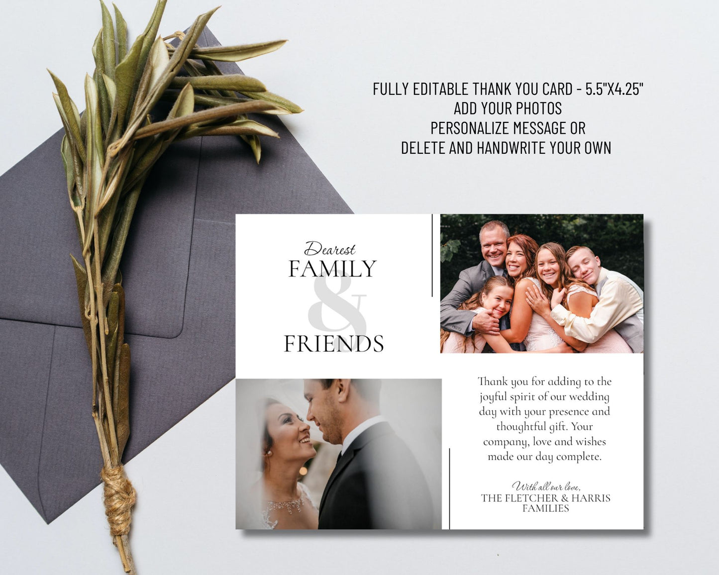 Blended Family Wedding Invitation, Wedding Invitation, Modern Wedding - Size 5x7, Editable Templates